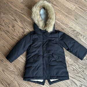 J Crew Kids Boys' fishtail parka with PrimaLoft Black XXS (2-3) EUC